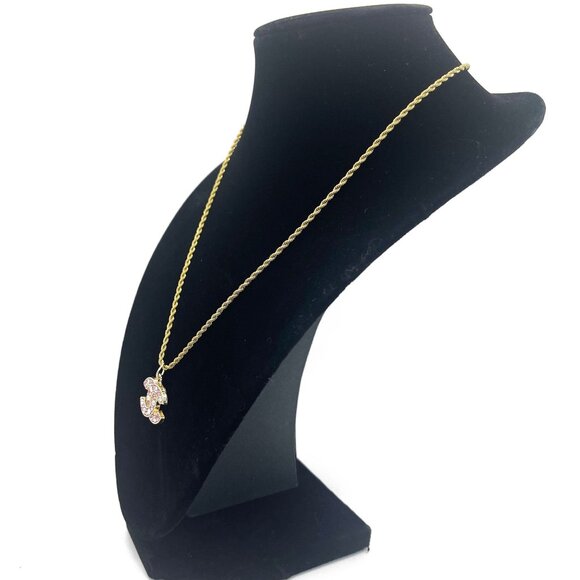 CHANEL CC Pink Rhinestone Charm Pendant on Necklace Gold Plated Chain - Picture 4 of 10